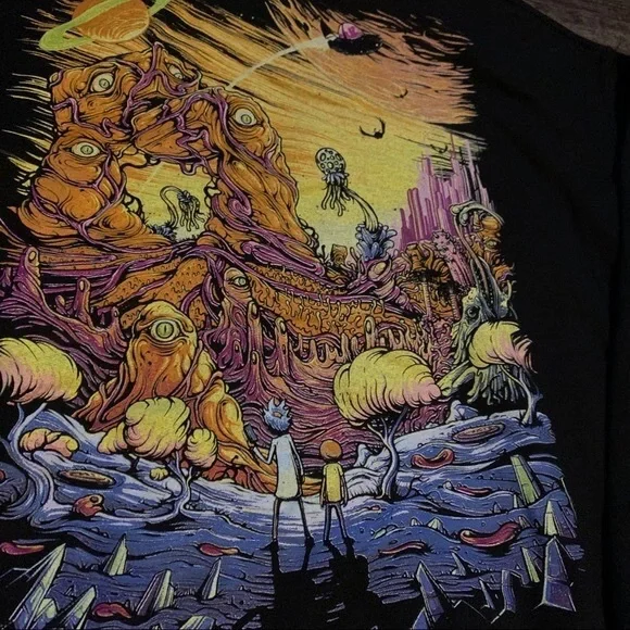 rick and morty trippy world black hoodie - Picture 6 of 7